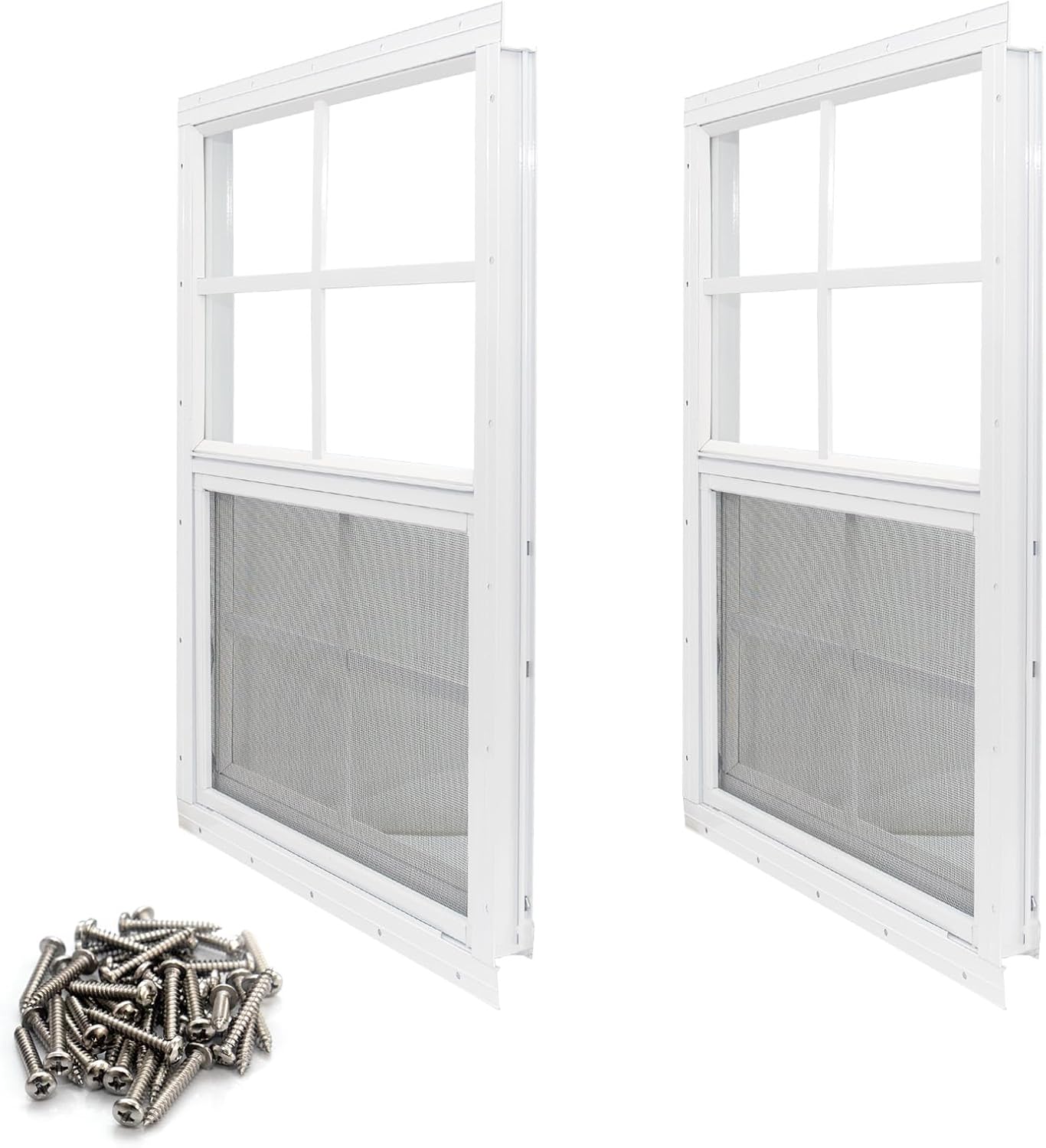 NeatiEase 2 Pack Shed Window, 12 x 18 Flush Mount Window with Tempered Glass and Fiberglass...