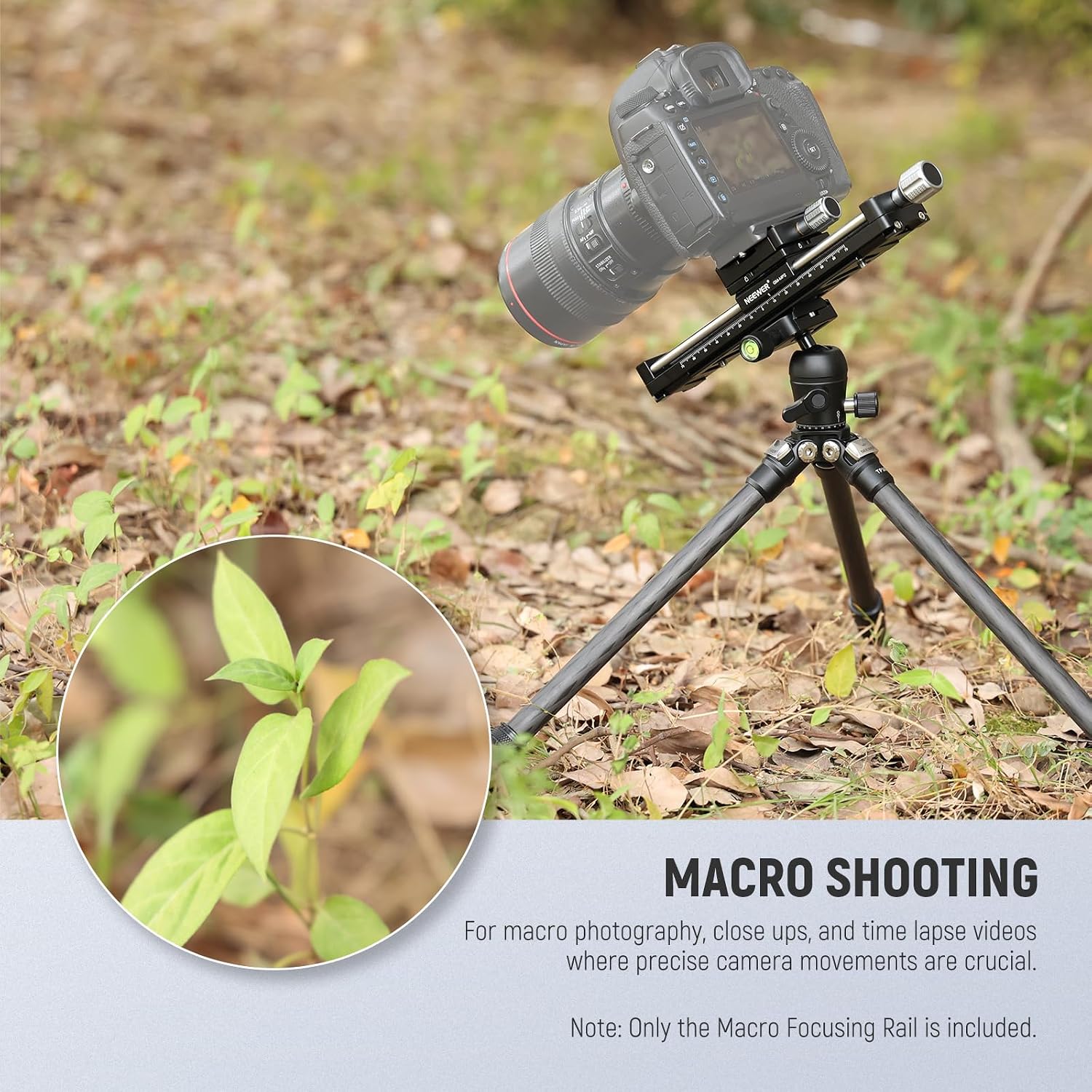 NEEWER 140mm Macro Focusing Rail Slider with 360° Rotation, 4 Directional Locking... image