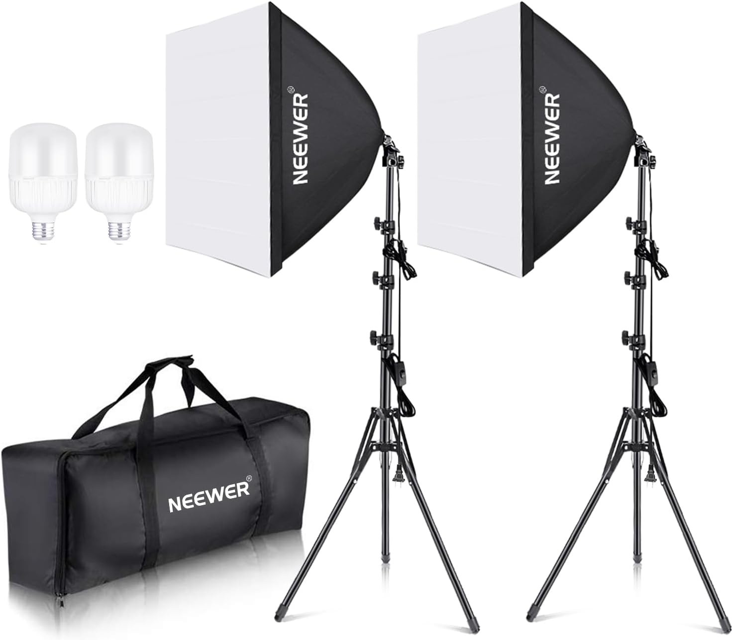 NEEWER 700W Equivalent Softbox Lighting Kit, 2Pack UL Certified 5700K LED Lighting Bulbs...