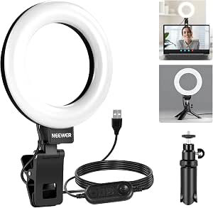 NEEWER Basic 5" Ring Light for Video Conference Lighting, Clip on Light Kit with Desk Tripod... image