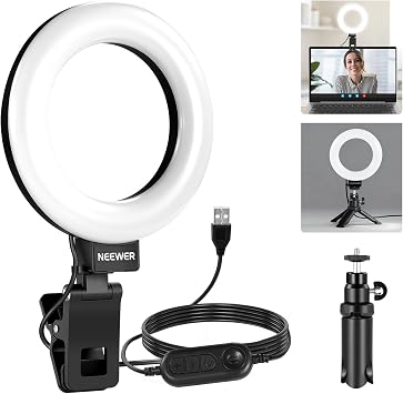 NEEWER Basic 5" Ring Light for Video Conference Lighting, Clip on Light Kit with Desk Tripod... image