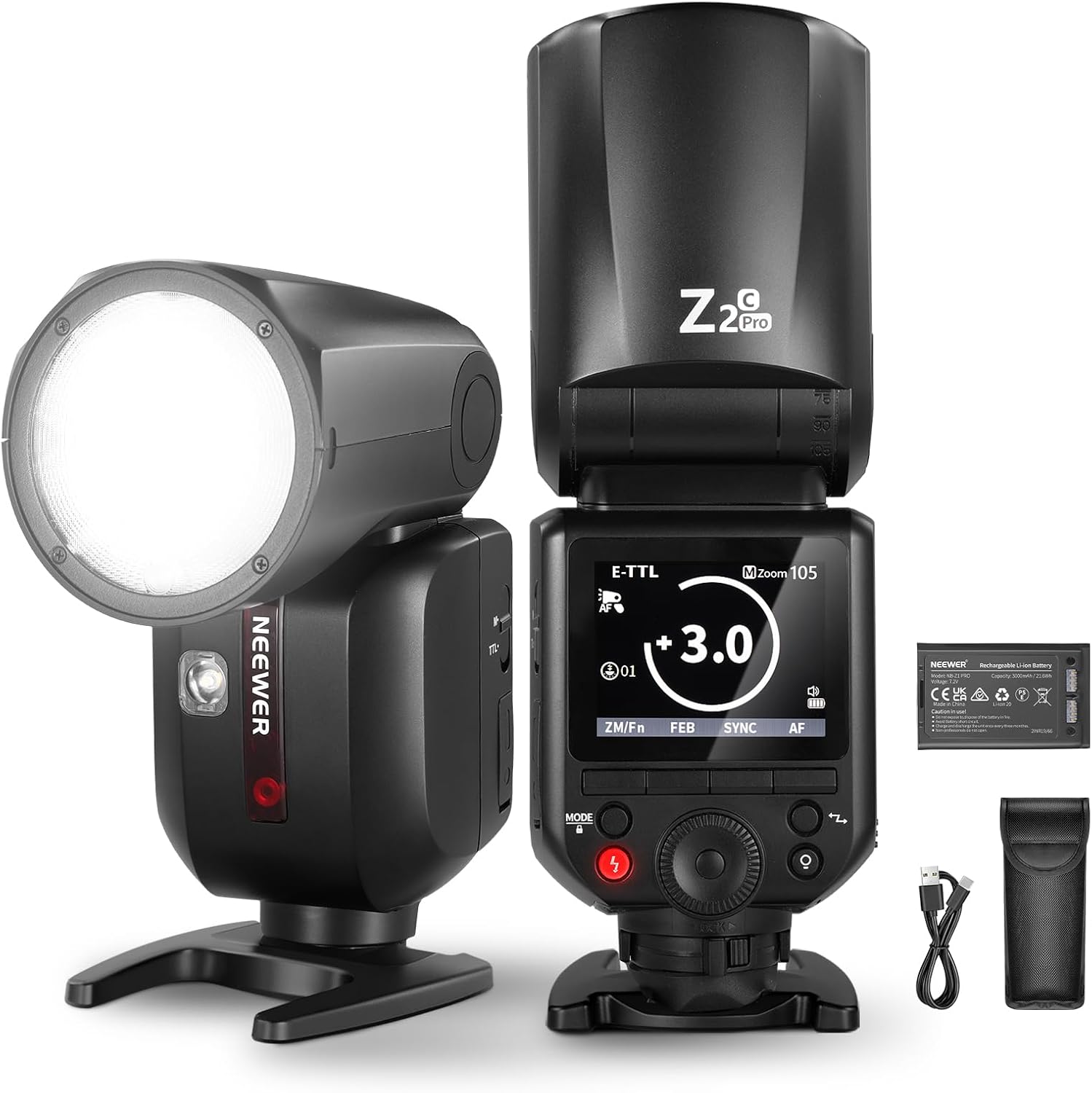 NEEWER Z2PRO-C 2.4G TTL Round Head Flash Speedlite Compatible with Canon, Wireless...