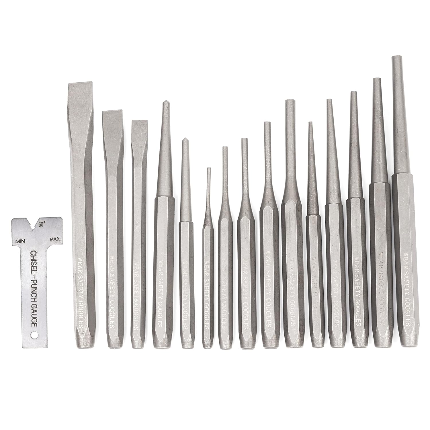 NEIKO 02626A Punch and Chisel Set | 16 Piece | Cold Chisels, Taper, Pin & Center Punches |...