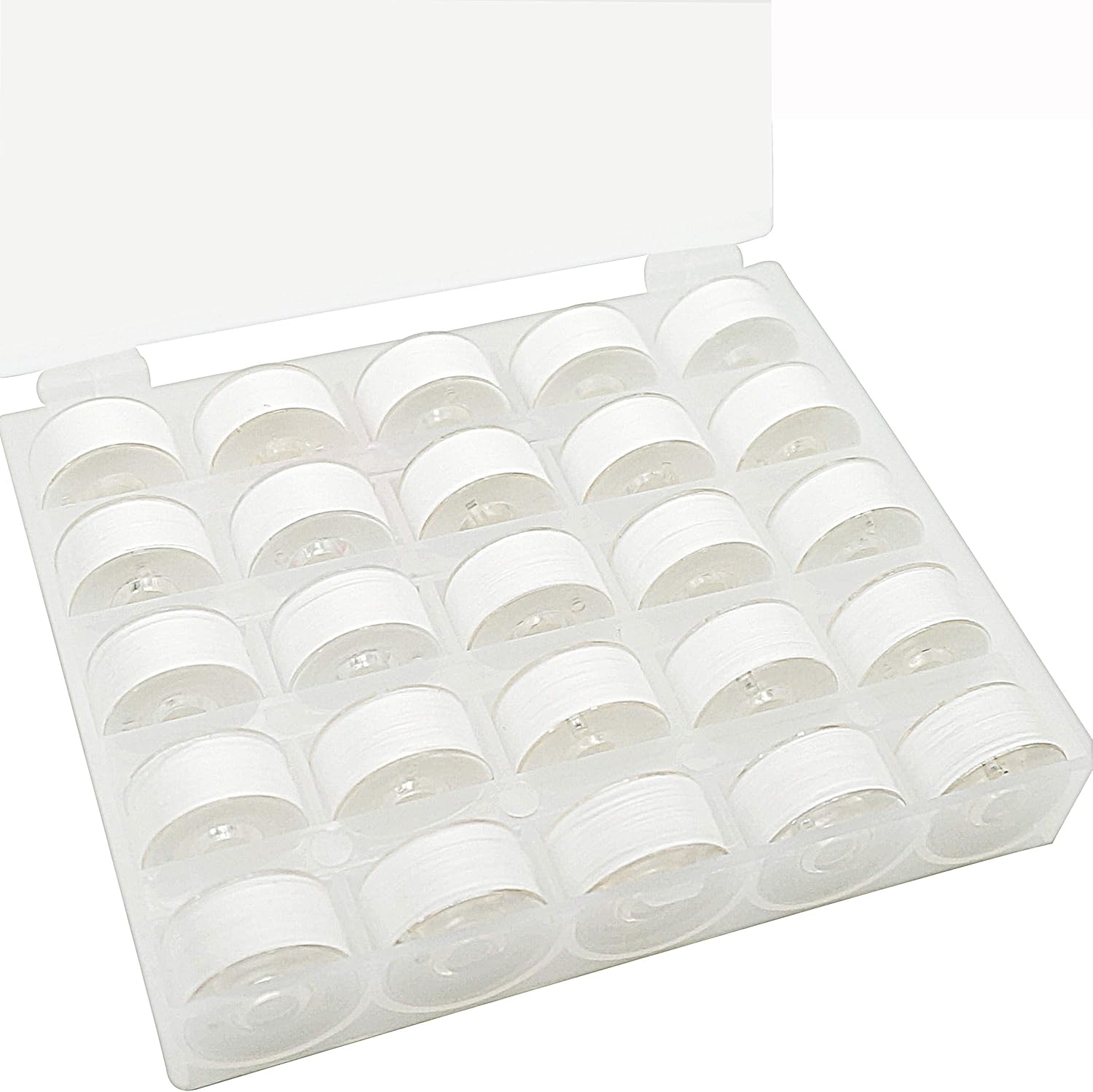 New brothread 25pcs White 60S/2 (90WT) Prewound Bobbin Thread Plastic Size A SA156 for...