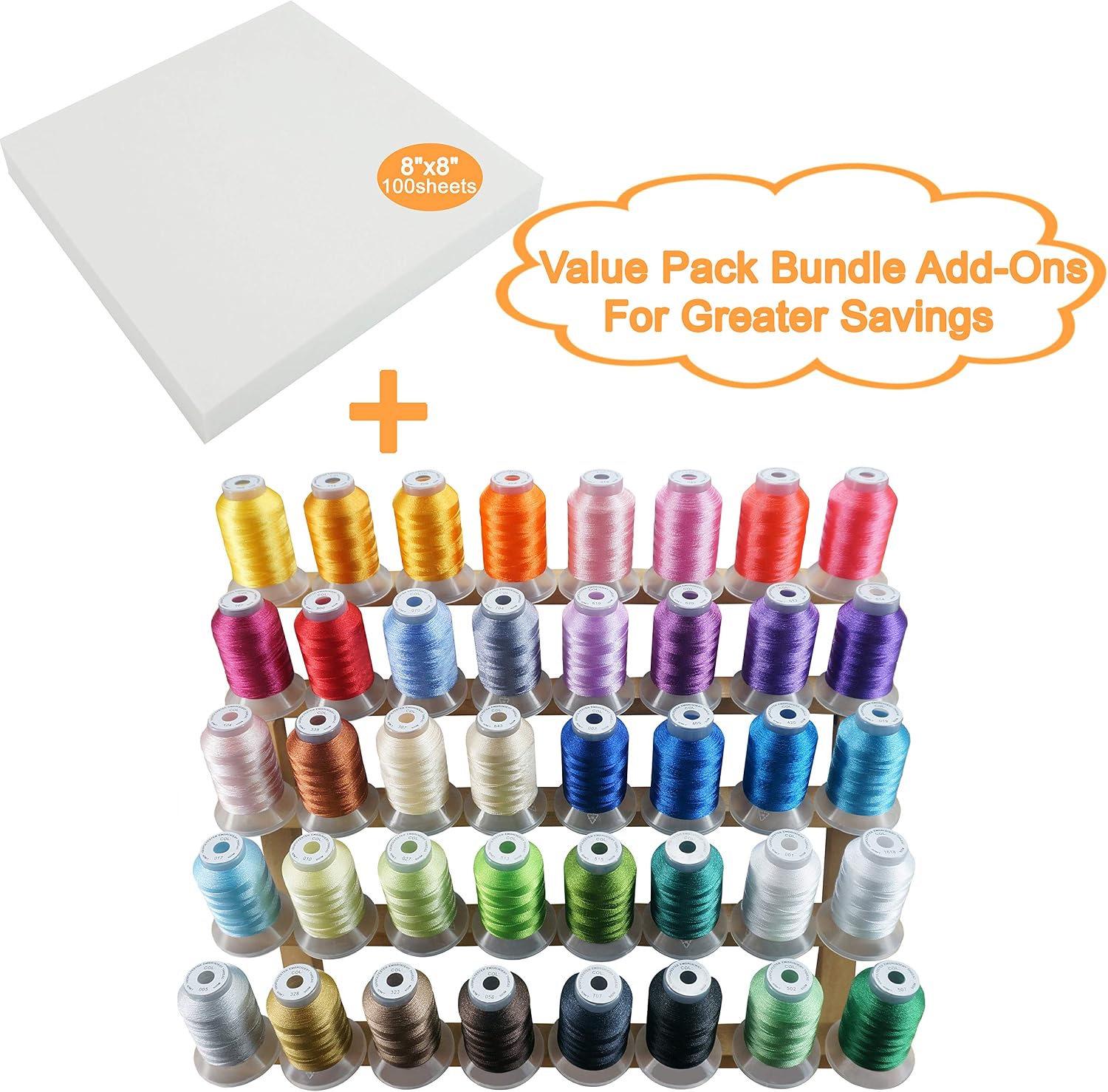 New brothread 40 Colors are Compatible with Brother Embroidery Machine Thread 500M + 100...