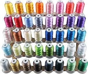 New brothread 40 Colors Compatible with Brother Polyester Embroidery Machine Thread Kit 500M...