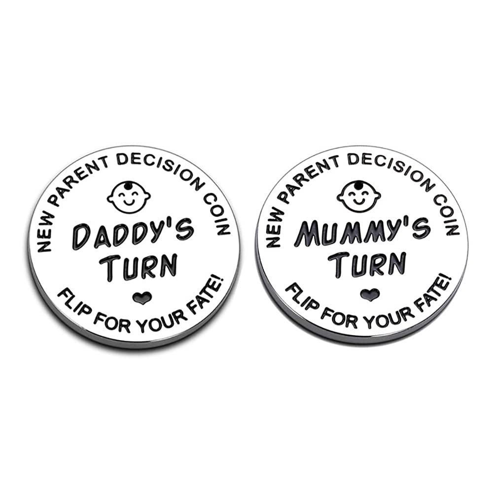 New Dad Mom Gifts Funny Decision Making Coin, New Parent Mummy Daddy Pregnancy Women First...