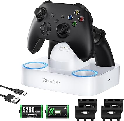 NEWDERY Controller Charger Station for Xbox, 2x5280mWh Rechargeable Battery Packs for Xbox...
