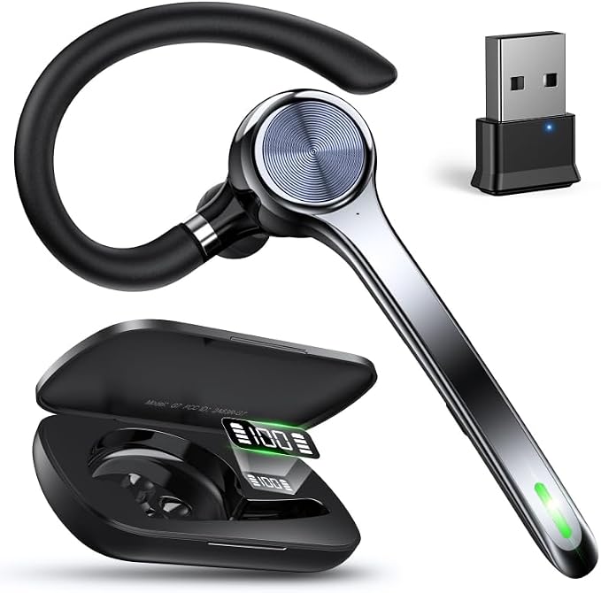 Ngsod Bluetooth Headset, Wireless Earpiece with Upgrade Noise Canceling Mic,500mAh Charging...