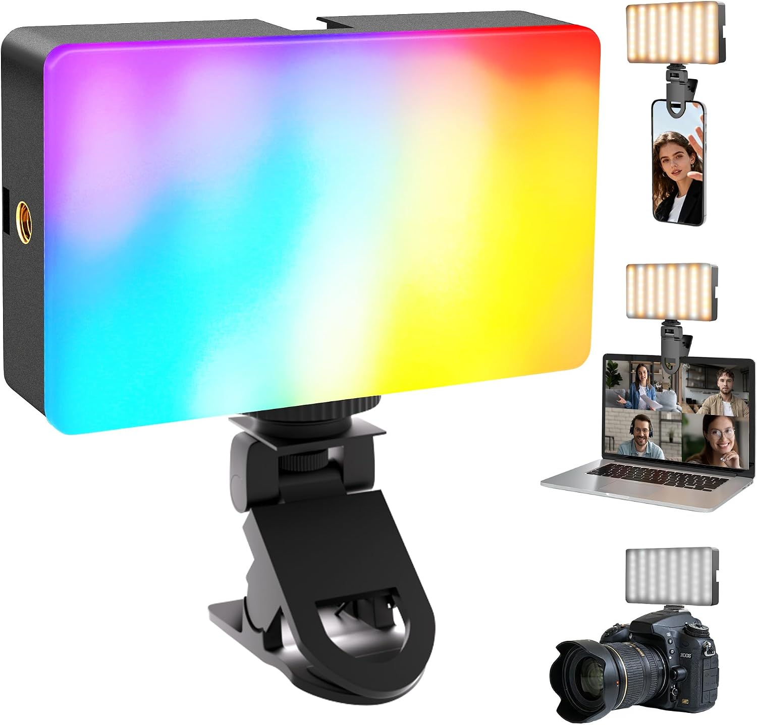NiceVeedi RGB Selfie Light, 138 LED Beads Phone Light, 360° Full Color Camera Light with...