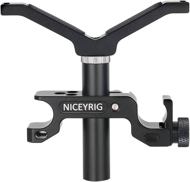NICEYRIG 15mm LWS Rod Lens Support Y-Bracket, 64mm Vertical Adjustment Applicable for Heavy...