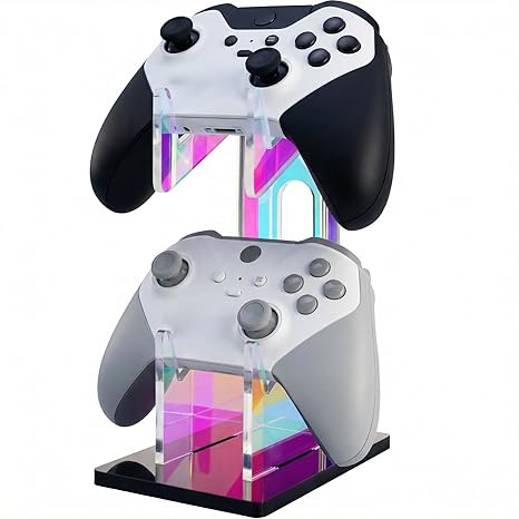NiHome Iridescent Acrylic 2-Tier Universal Game Controller Headset Holder Stand for PS5 Xbox...