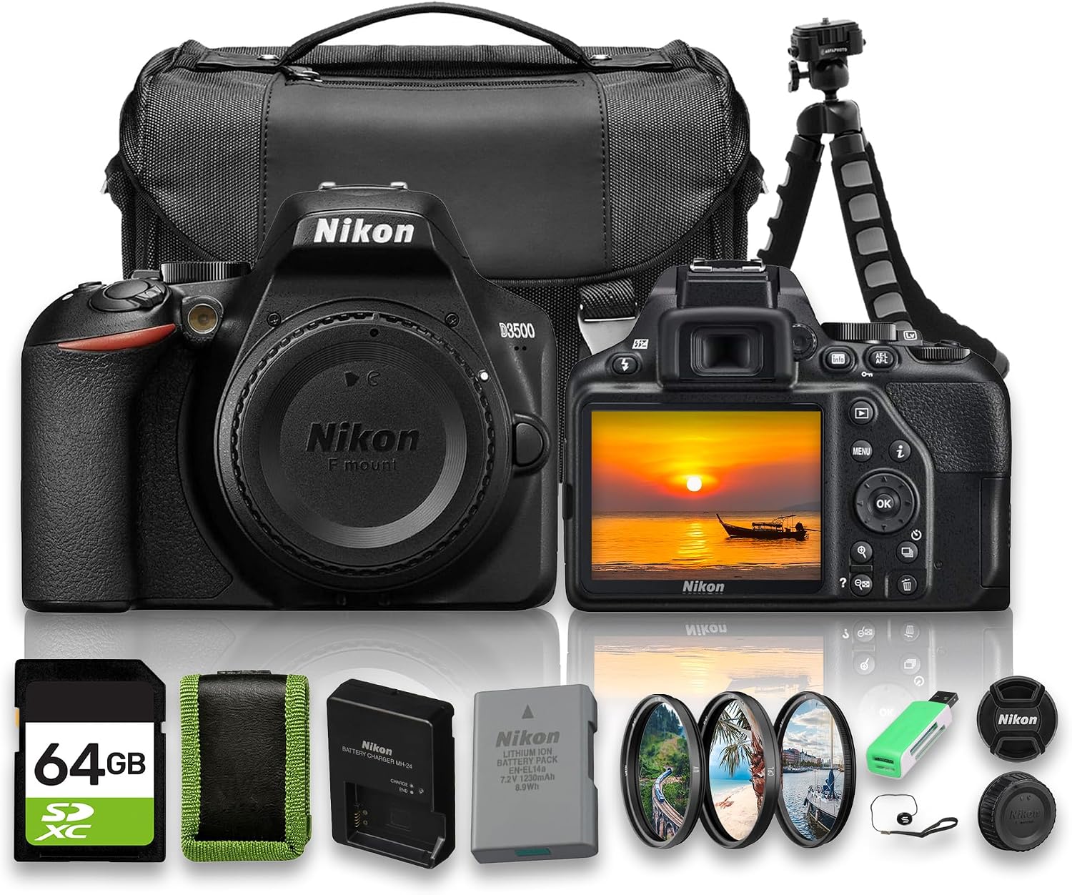 Nikon D3500 DSLR Camera Body Only Bundle | 24.2MP DX Sensor, Beginner-Friendly Controls...