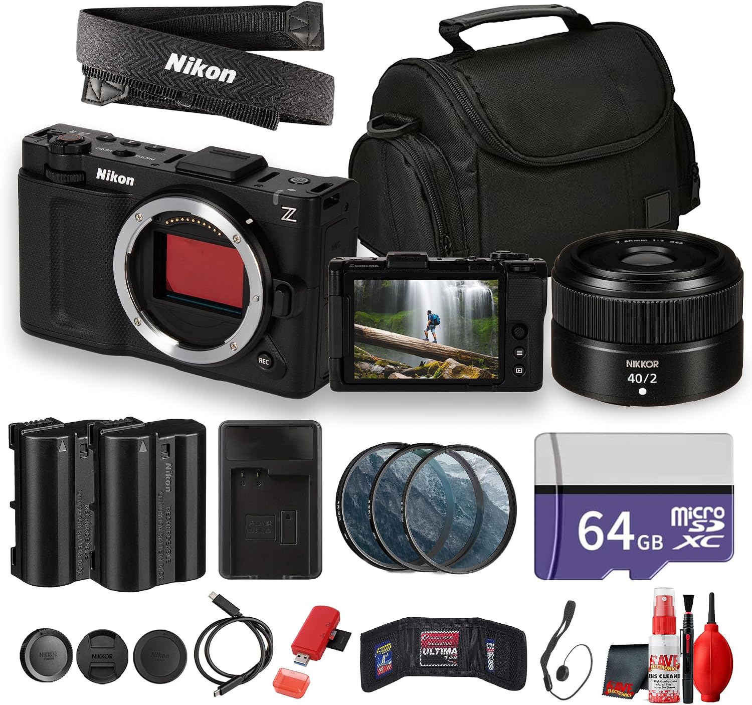 Nikon ZR 6K Cinema Camera Bundle + NIKKOR Z 40mm f/2 Lens, Bag, 64GB Memory Card, Cleaning...