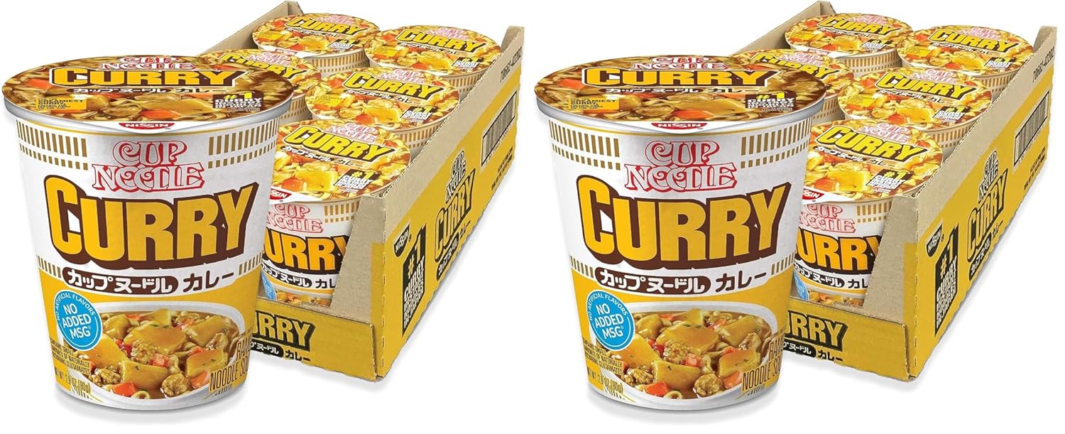 Nissin Cup Noodle Ramen Noodle Soup,Curry,2.82 Ounce,(Pack of 12)
