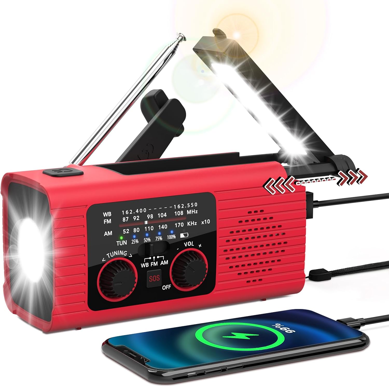 NITIGO Emergency Weather Radio, 4000mAh NOAA Weather Alert Radio Solar Charging, Hand Crank...