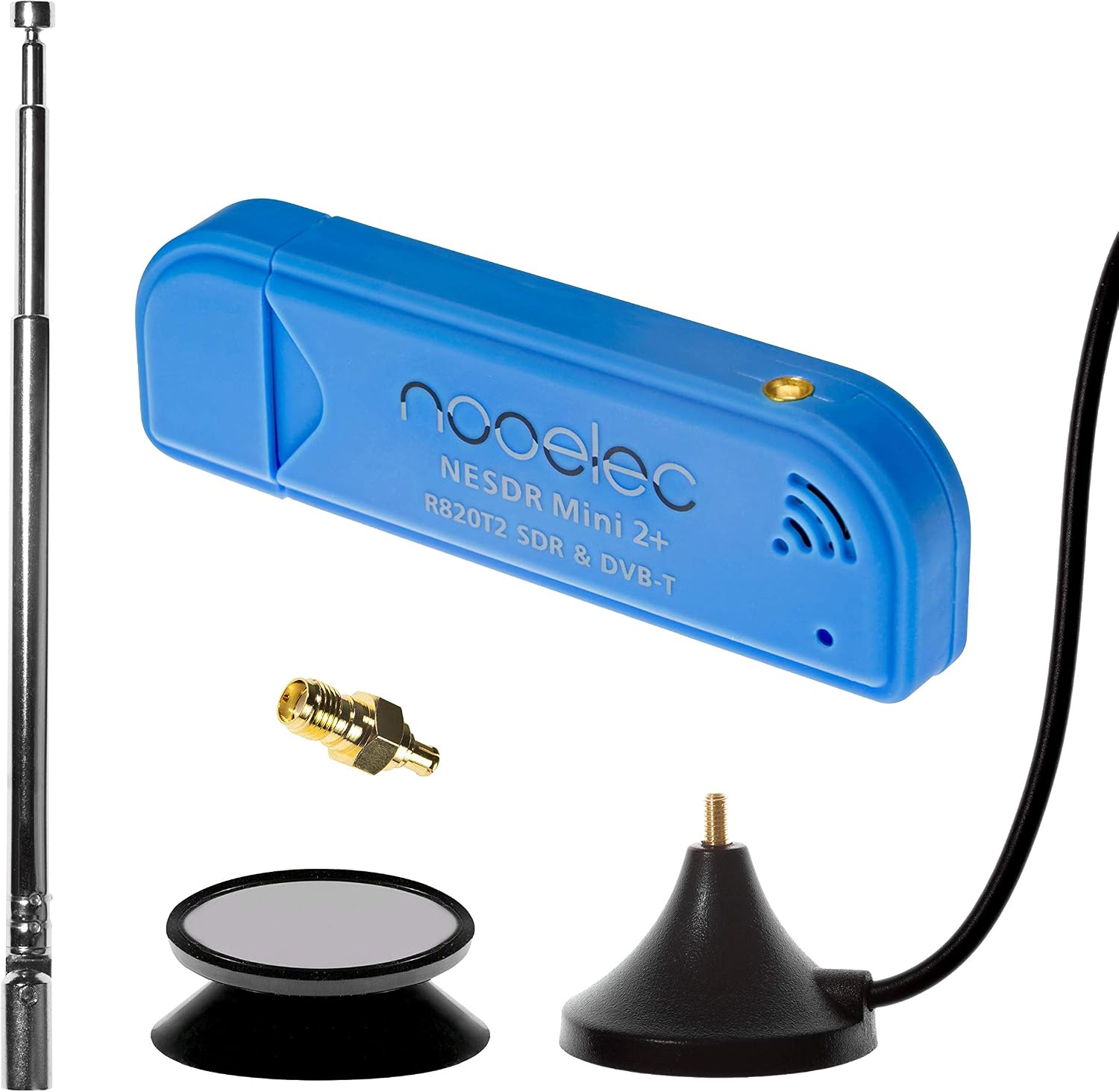 Nooelec NESDR Mini 2+ 0.5PPM TCXO RTL-SDR & ADS-B USB Receiver Set w/Antenna, Mount & Female...