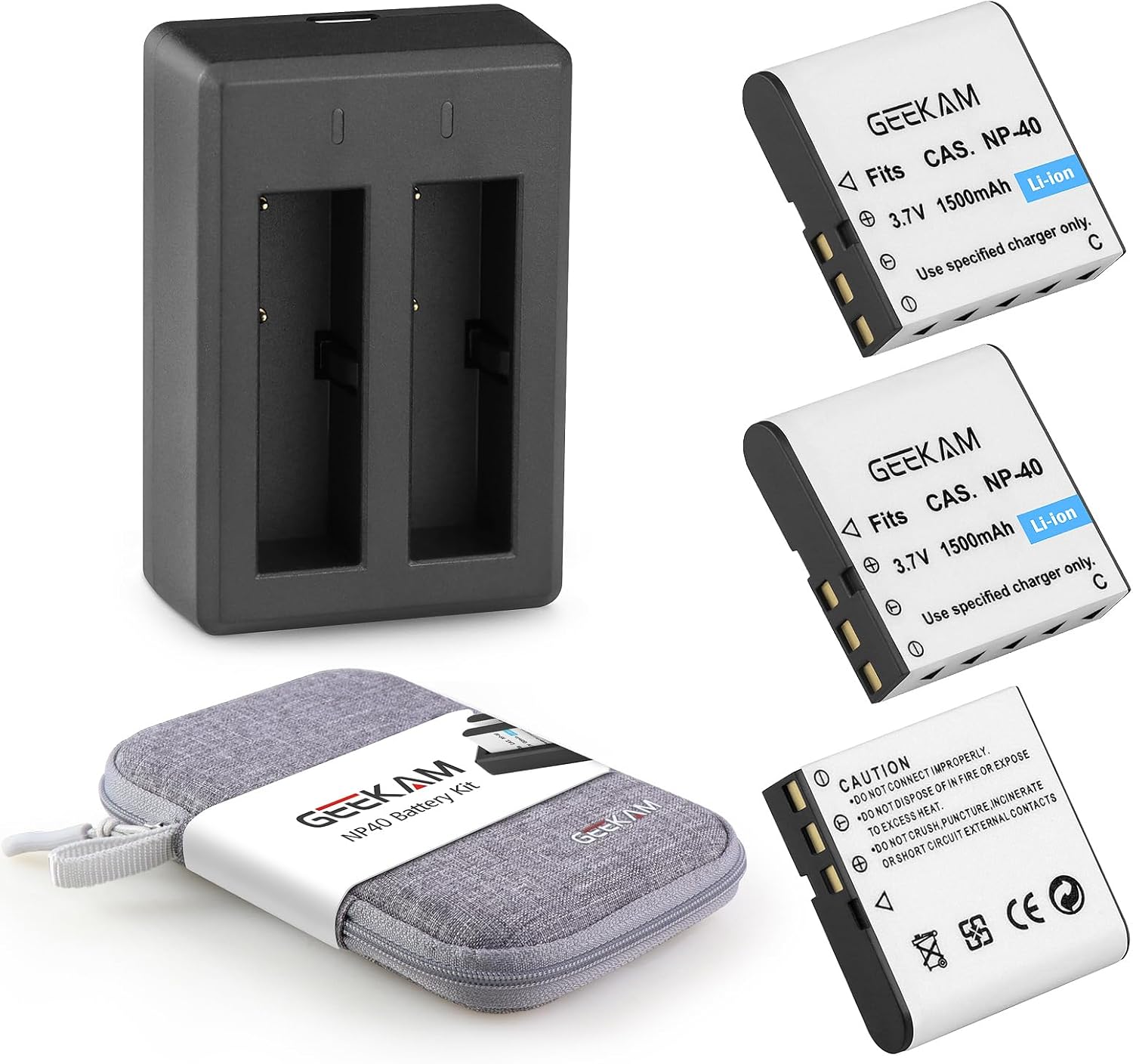 NP-40 Battery Pack, 3 x 1500mAh Rechargeable Batteries with NP 40 Dual Charger for Video...