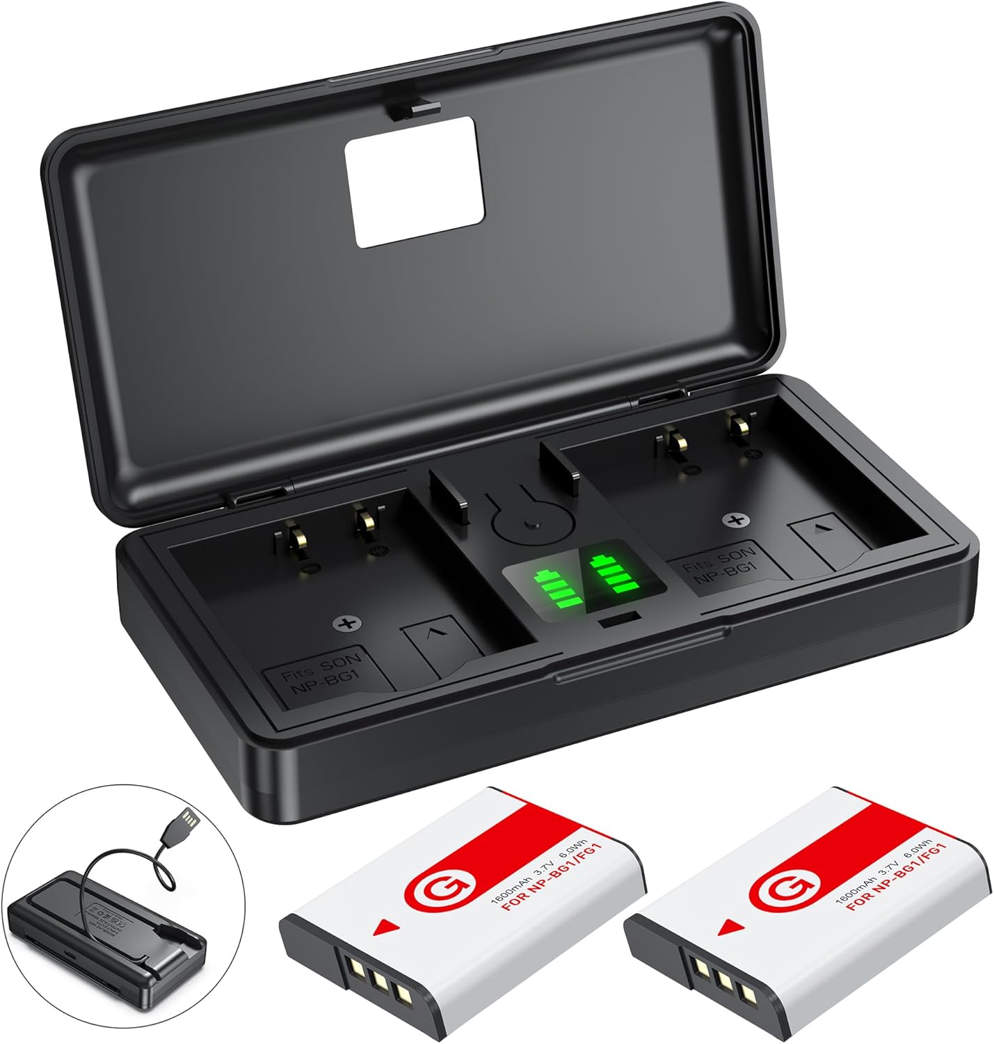 NP-BG1 Battery(2-Pack) and Charger(2CH) Set,Digital Camera Accessories Kit for Sony...