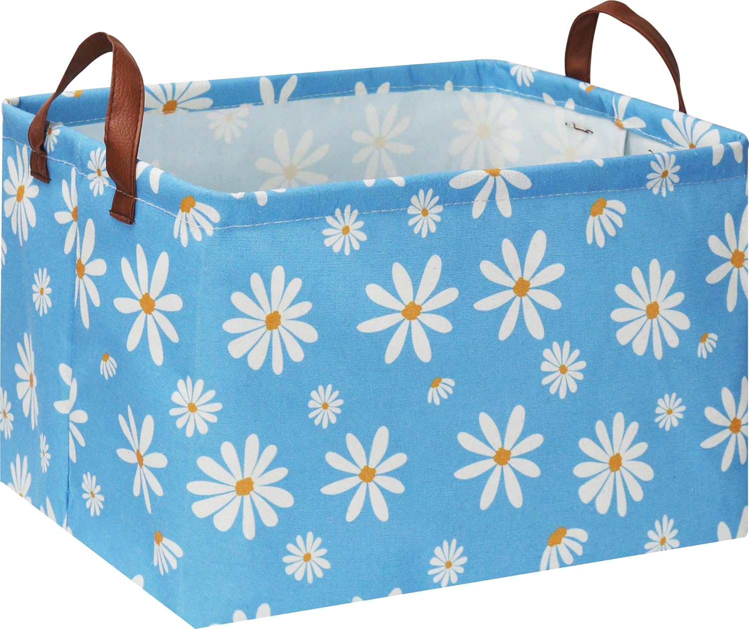 NTAOHAMPER Rectangular Daisy Storage Basket,Collapsible Gift Basket with Handles,Books Box...