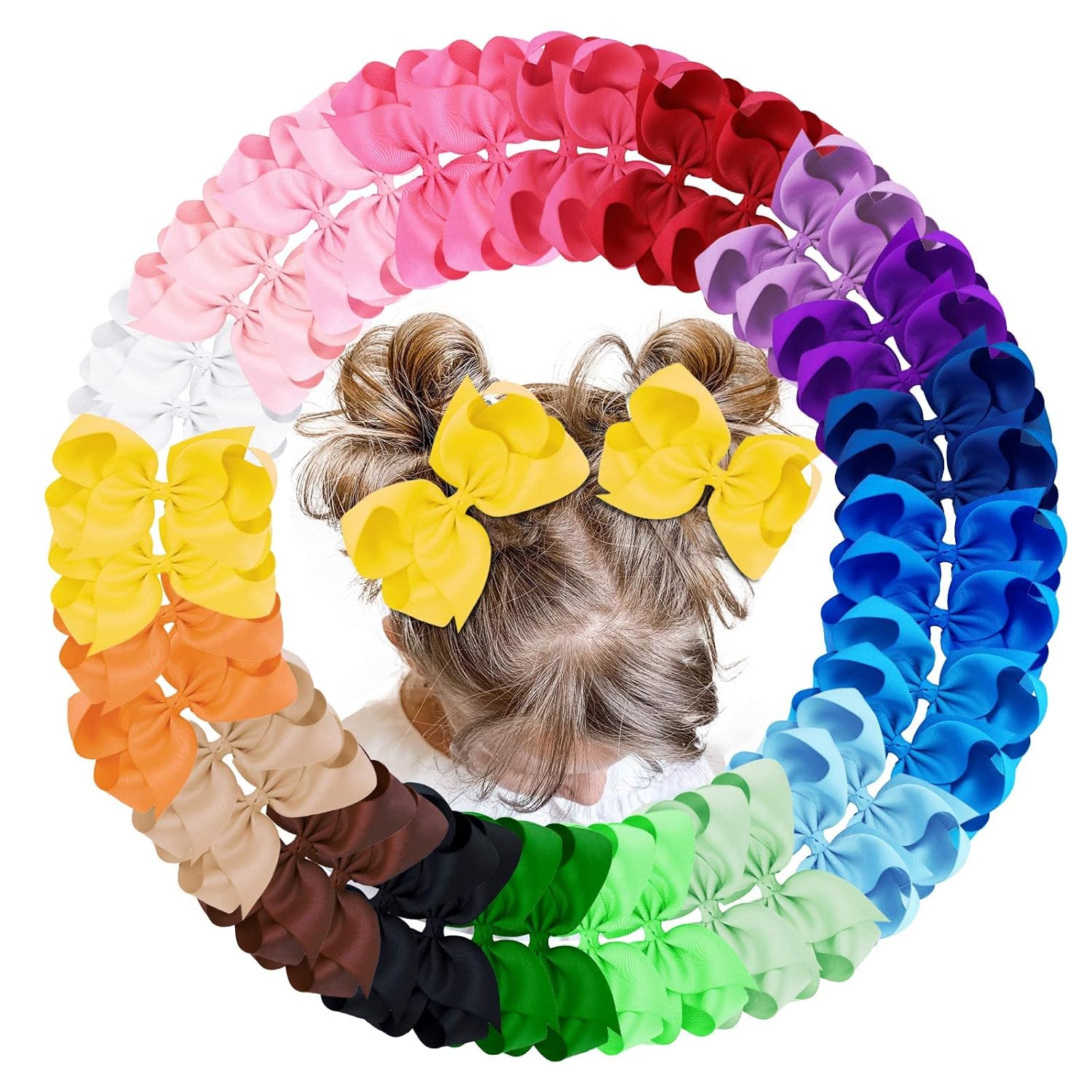 Oaoleer 40Pcs 4.5" Hair Bows Clips Grosgrain Ribbon, Alligator Clips, Barrettes Hair...