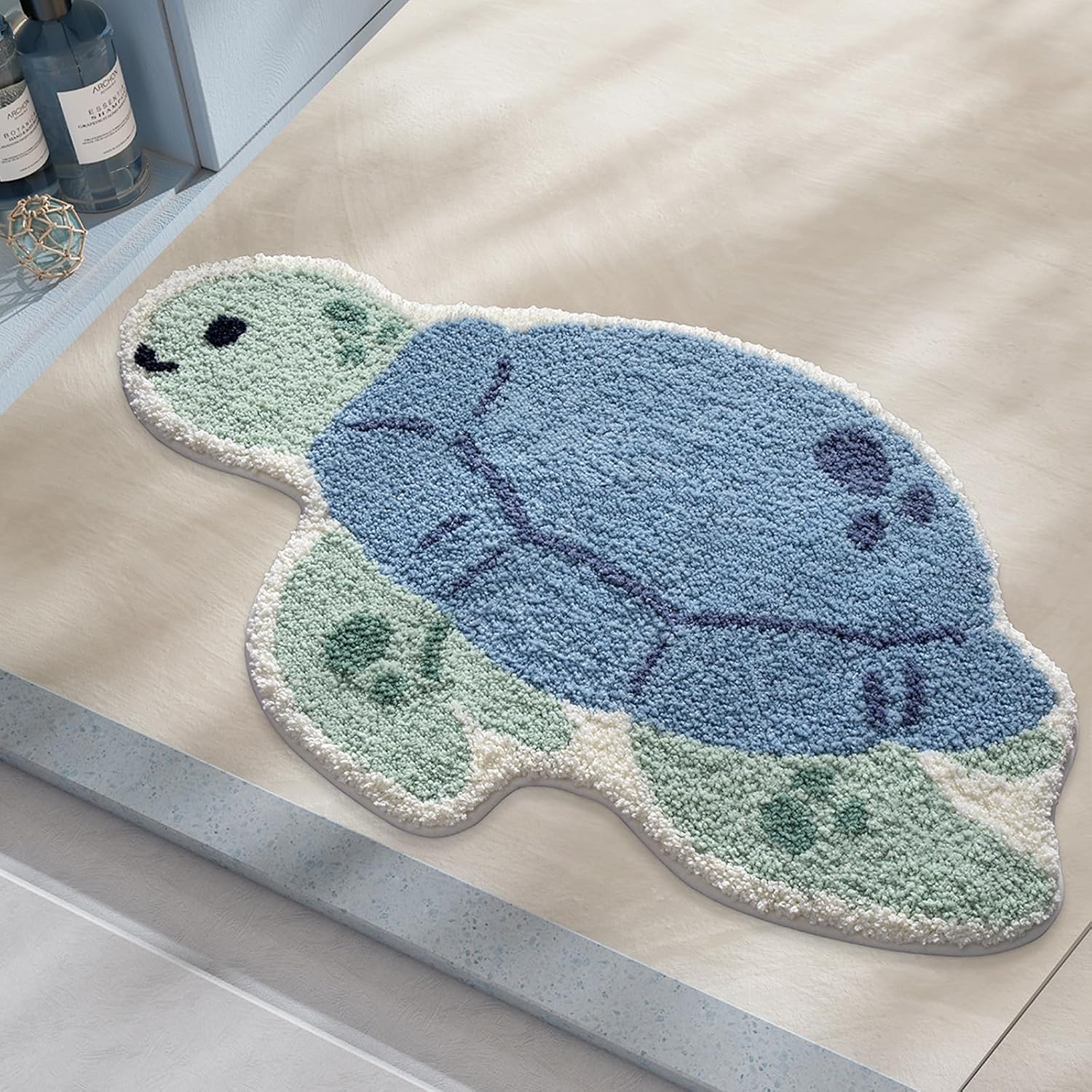 Ocean Animal Play Mat 20x33 Inch, Cute Animals Large Non Slip Super Soft Plush Area Rug for...