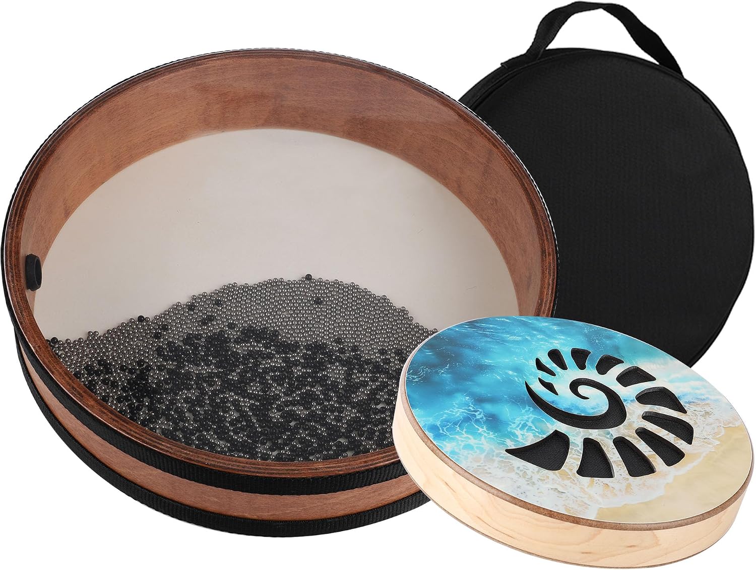 Ocean Drum 12 Inch and Water Drum 7.1 inch Sound Healing Instrument for Zen Yoga Meditation...