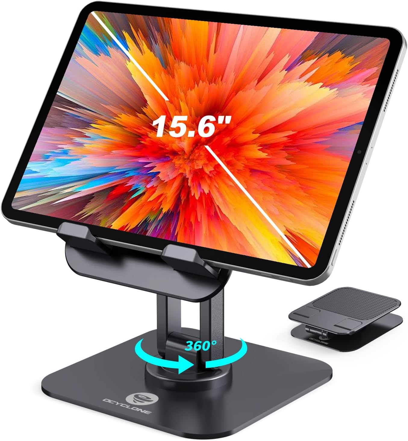 OCYCLONE iPad Stand, 360° Rotating Adjustable Foldable iPad Tablet Stand Holder for Desk...