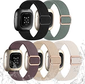 Odbeai Stretchy Strap Compatible with Fitbit Sense Bands/Sense 2 Band, for Versa 4 Bands for...