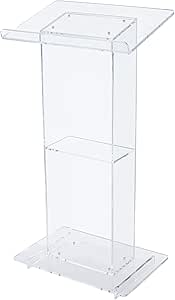 OEF Furnishings CoreGhost Series Commercial-Grade Modern Clear Acrylic Lectern with Shelf...