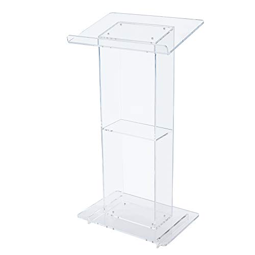 OEF Furnishings CoreGhost Series Commercial-Grade Modern Clear Acrylic Lectern with Shelf... image