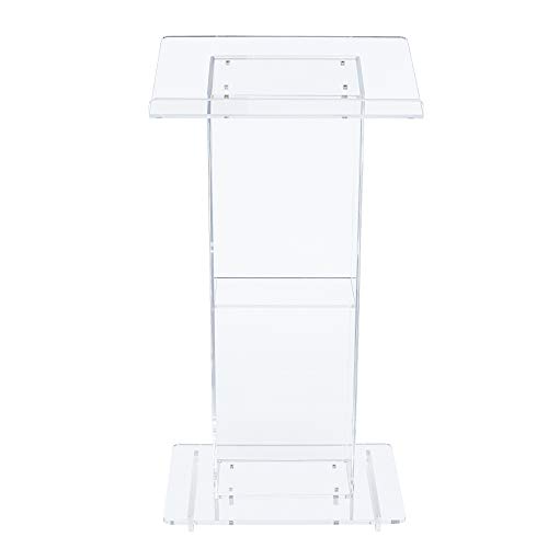 OEF Furnishings CoreGhost Series Commercial-Grade Modern Clear Acrylic Lectern with Shelf... image