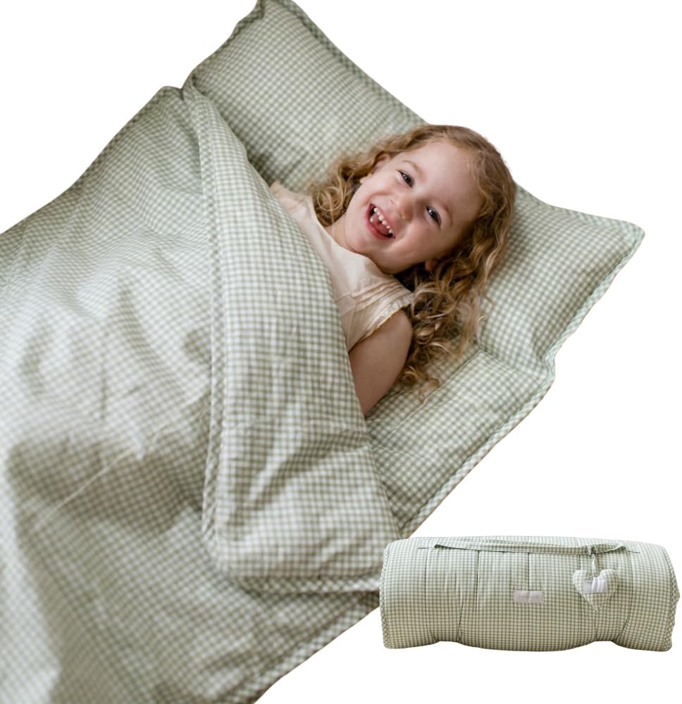 Oeko-TEX Certified Organic Toddler Nap Mat – 100% Cotton Kids Washable Sleeping Mat &...
