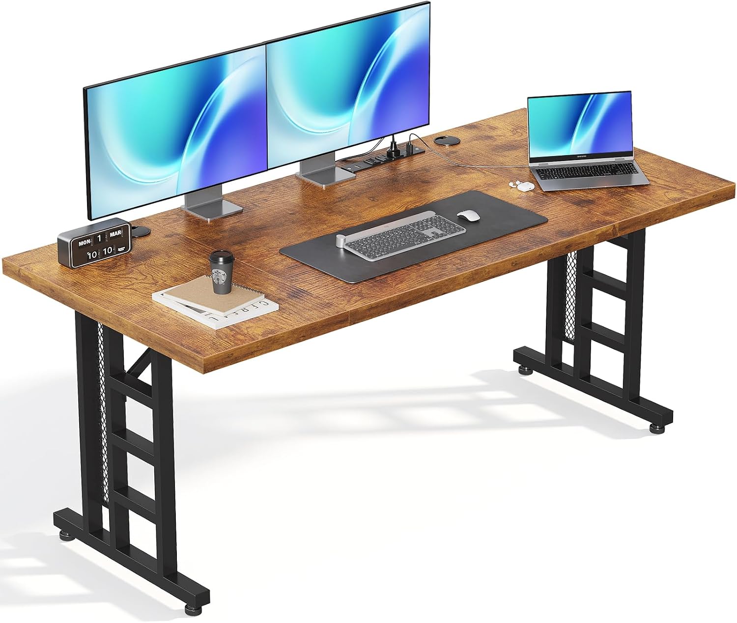 OffiGo Executive Desk, 71 Inch Office Table with Power Ports, Large Computer Desk with...