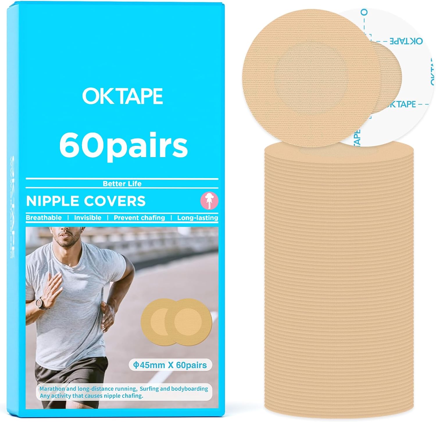 OK TAPE Nipple Covers for Men,120PCS,Nipple Pasties Chafe-Free Protection with Non-Adhesive...
