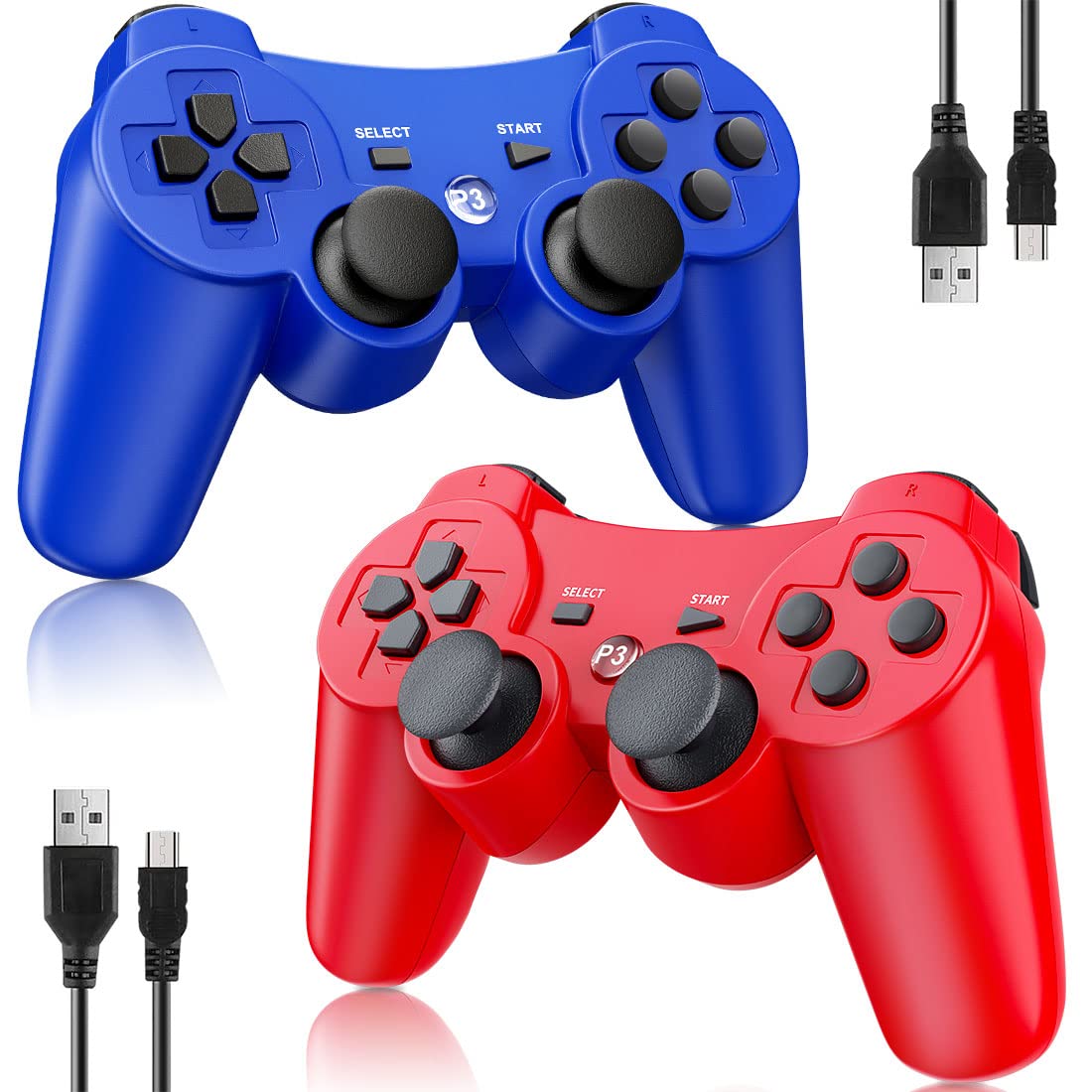 OKHAHA 2 Pack Wireless Controller Compatible with PlayStation 3 (PS3), Bluetooth...