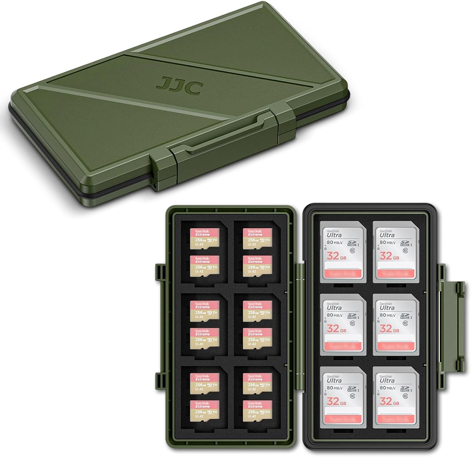Olive Green 36 Slots Memory Card Case Water-Resistant Anti-Shock Memory Card Wallet for 24...