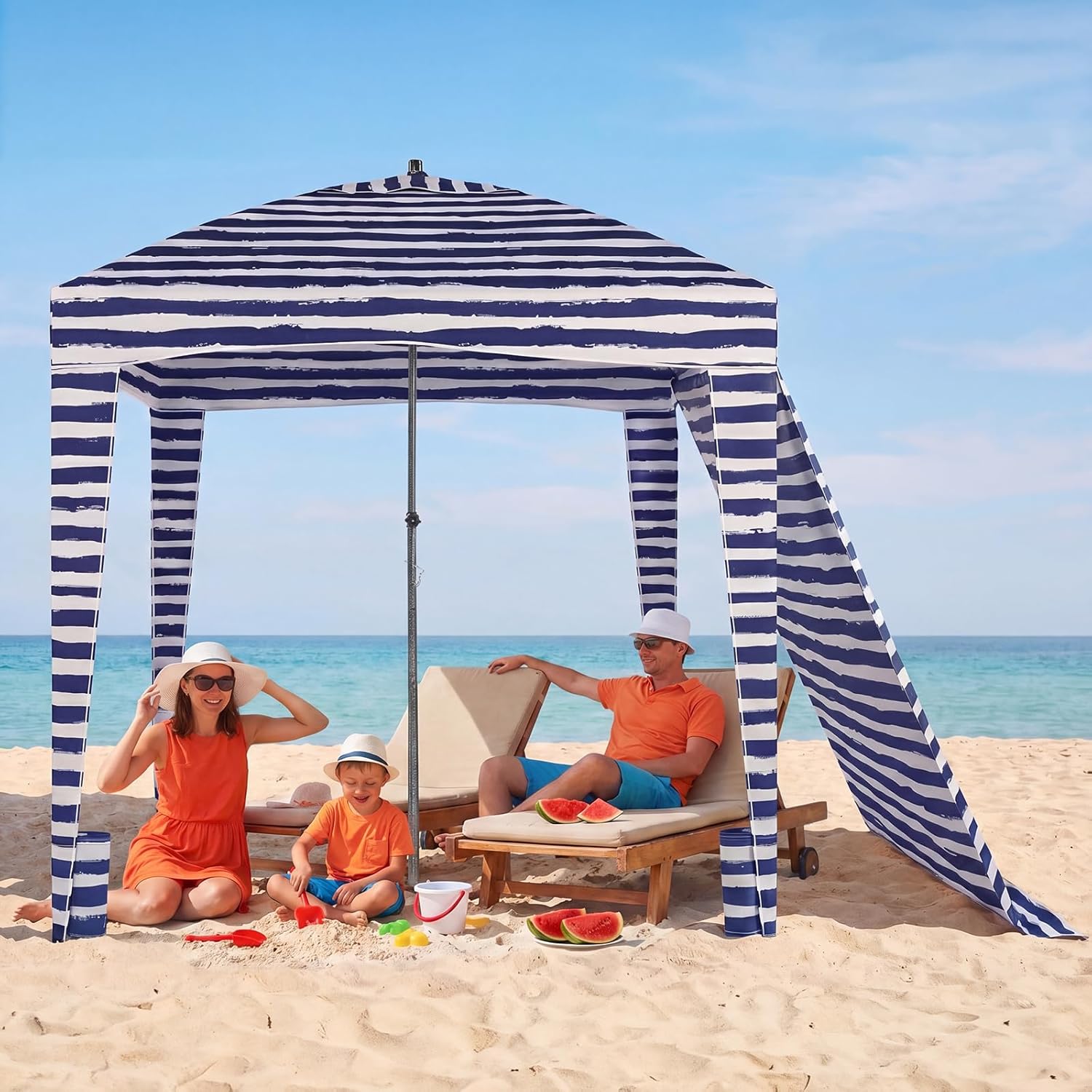 OLIXIS 6'x6' Beach Cabana Tent Sun Shelter – UPF 50+ Easy Setup Cool Canopy Tent Sun Shade...