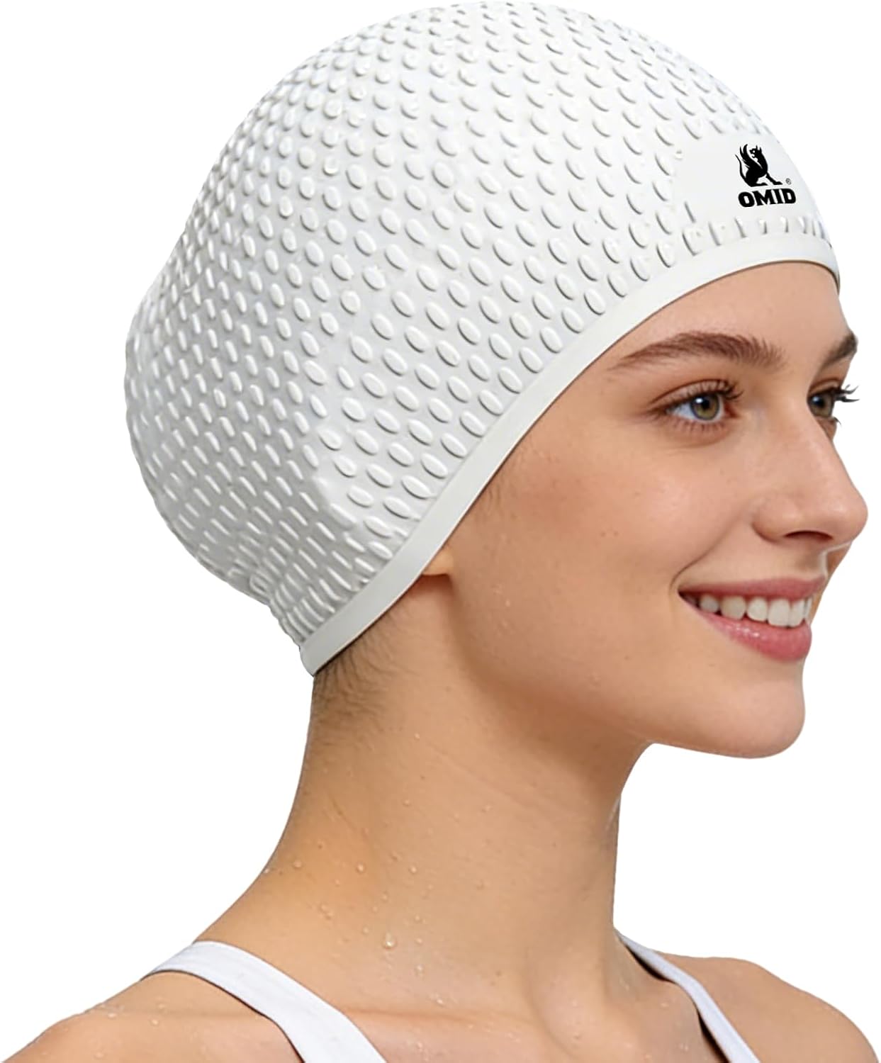 OMID Extra Large Silicone Swim Cap for Adults with Long & Curly Hair – Low-Drag Design...