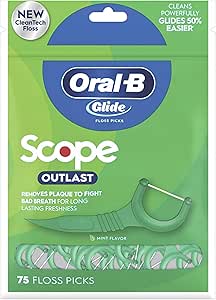 Oral-B Glide Complete Floss Picks, Dental Floss Picks, Scope Outlast, 75-ct, Toothpicks...