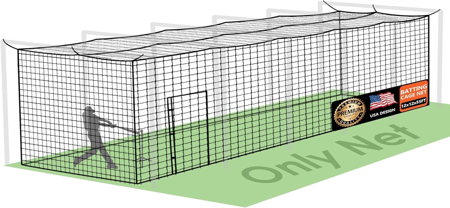 ORIENGEAR Baseball Batting Cage Nets, ONLY NET, 70'L/55'L/35'L/20'L Baseball and Softball...