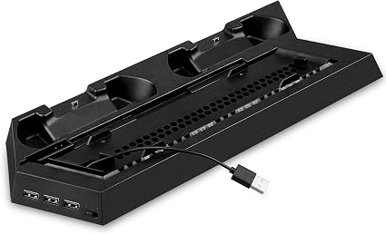 OSTENT Dual Motors Cooling Fan Radiator Charger Station USB Hub Vertical Stand for Sony PS4...