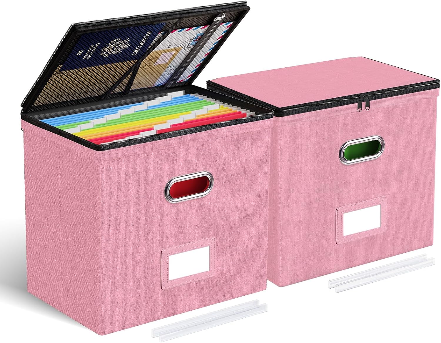 Oterri File Organizer Boxes with Lids, File Box with Mesh Pockets, Document Organizer Box...