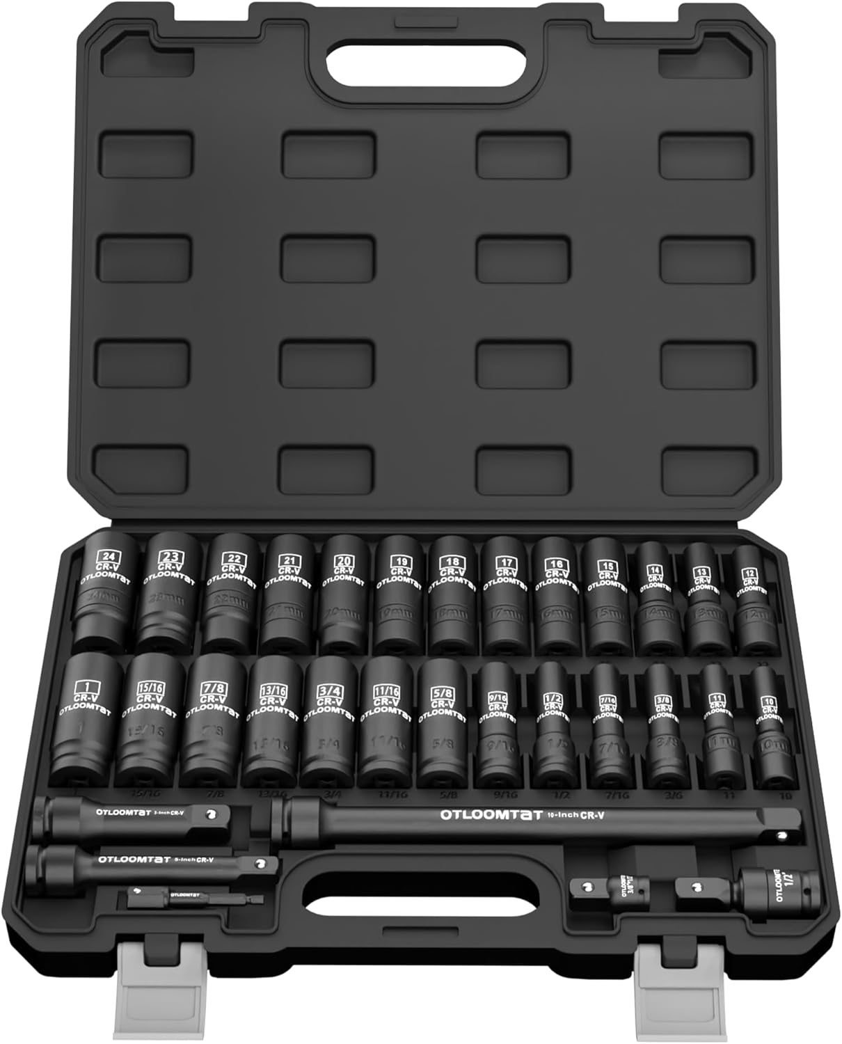 OTLOOMTBT 32PCS 1/2" Drive Impact Socket Set - Heavy Duty Industrial-Grade Deep Sockets...