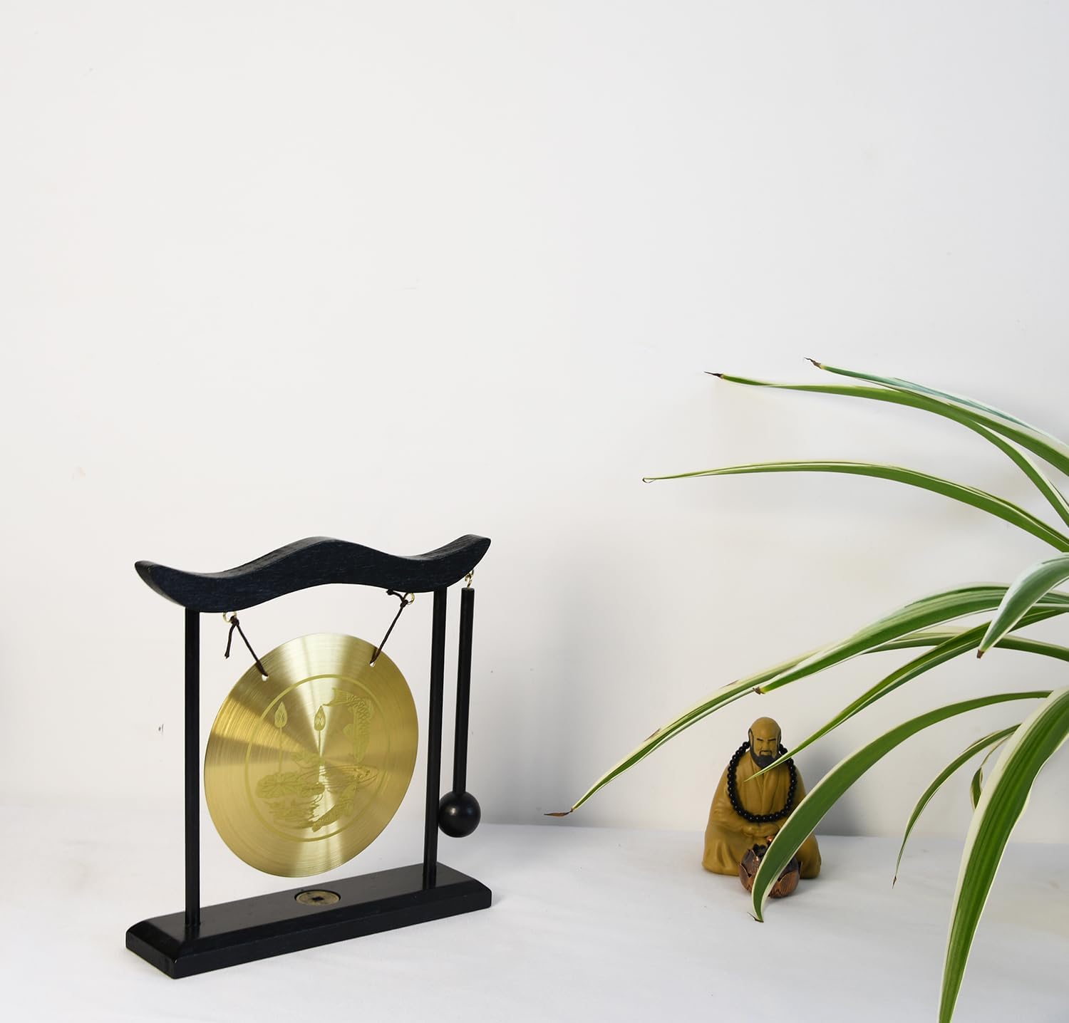 Owlgift Chinese Zen Feng Shui Gong Décor - Copper Gong with Wooden Stand | 7.9-Inch...