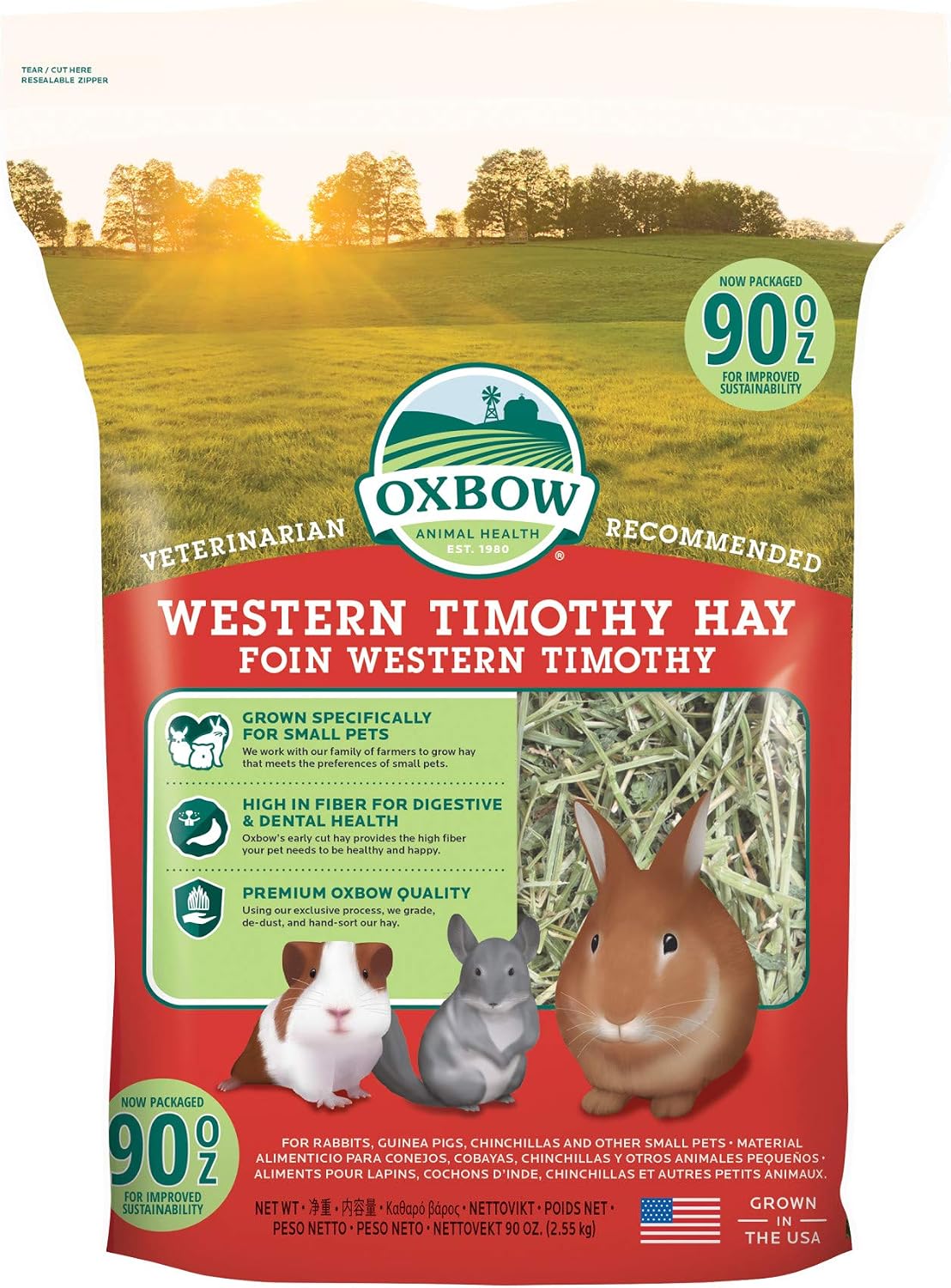 Oxbow Western Timothy Hay, Guinea Pig Hay, Small Pet Bunny Supplies, All Natural Grass for...
