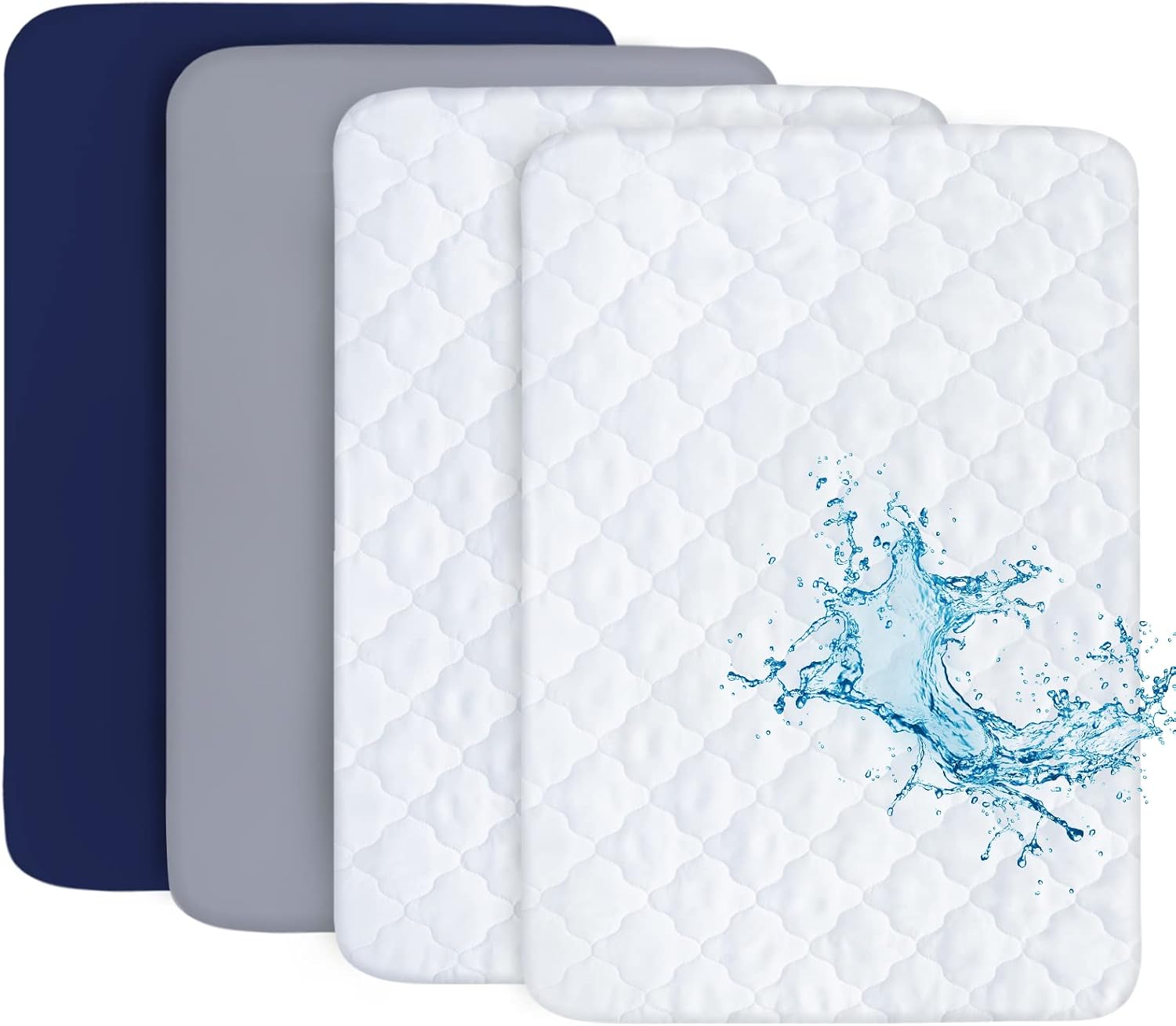 Pack and Play Sheets and Waterproof Pack n Play Mattress Protector Pad Cover 4 Pack Set...