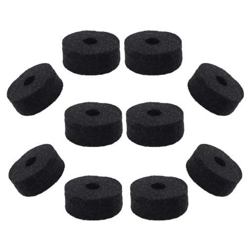 Pack of 10 Round Soft Black Cymbal Stand Felt Washer, Drum Felts Replacement, Enhance Your...