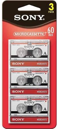 Pack of 3 Sony MC60 Dictating Cassettes, Micro, 60 Minutes