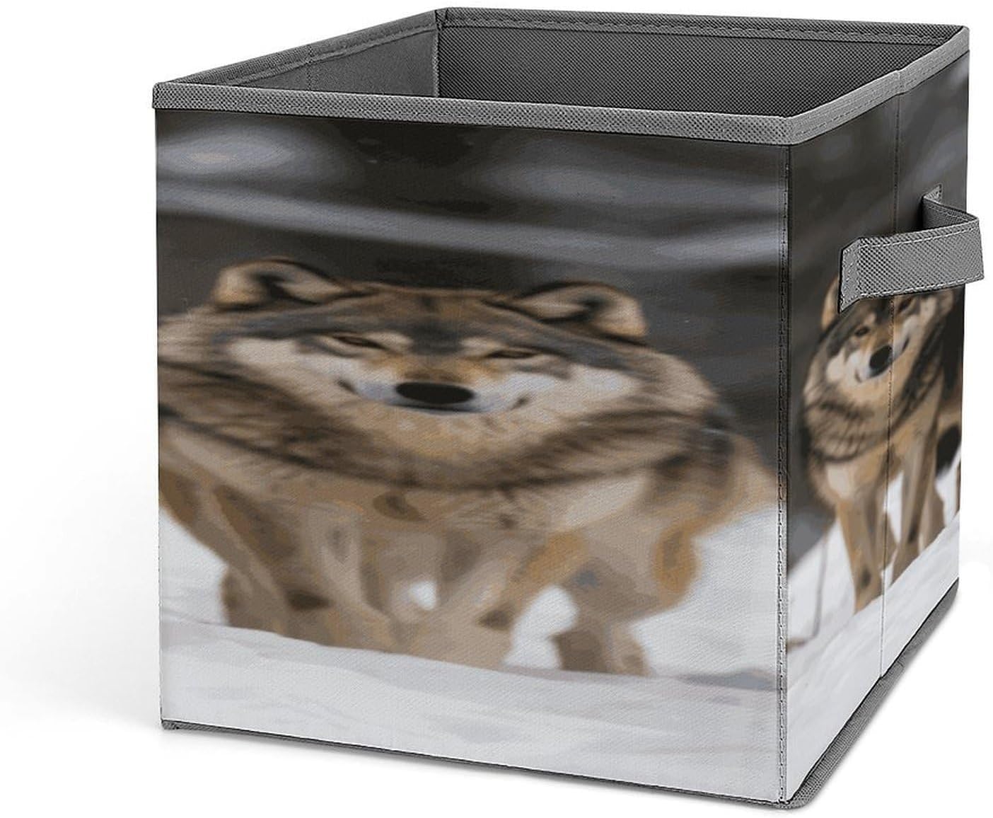 Pack of Wolves Collapsible Storage Bin, Storage Cubes with Handles, Organizer Bin for Home...